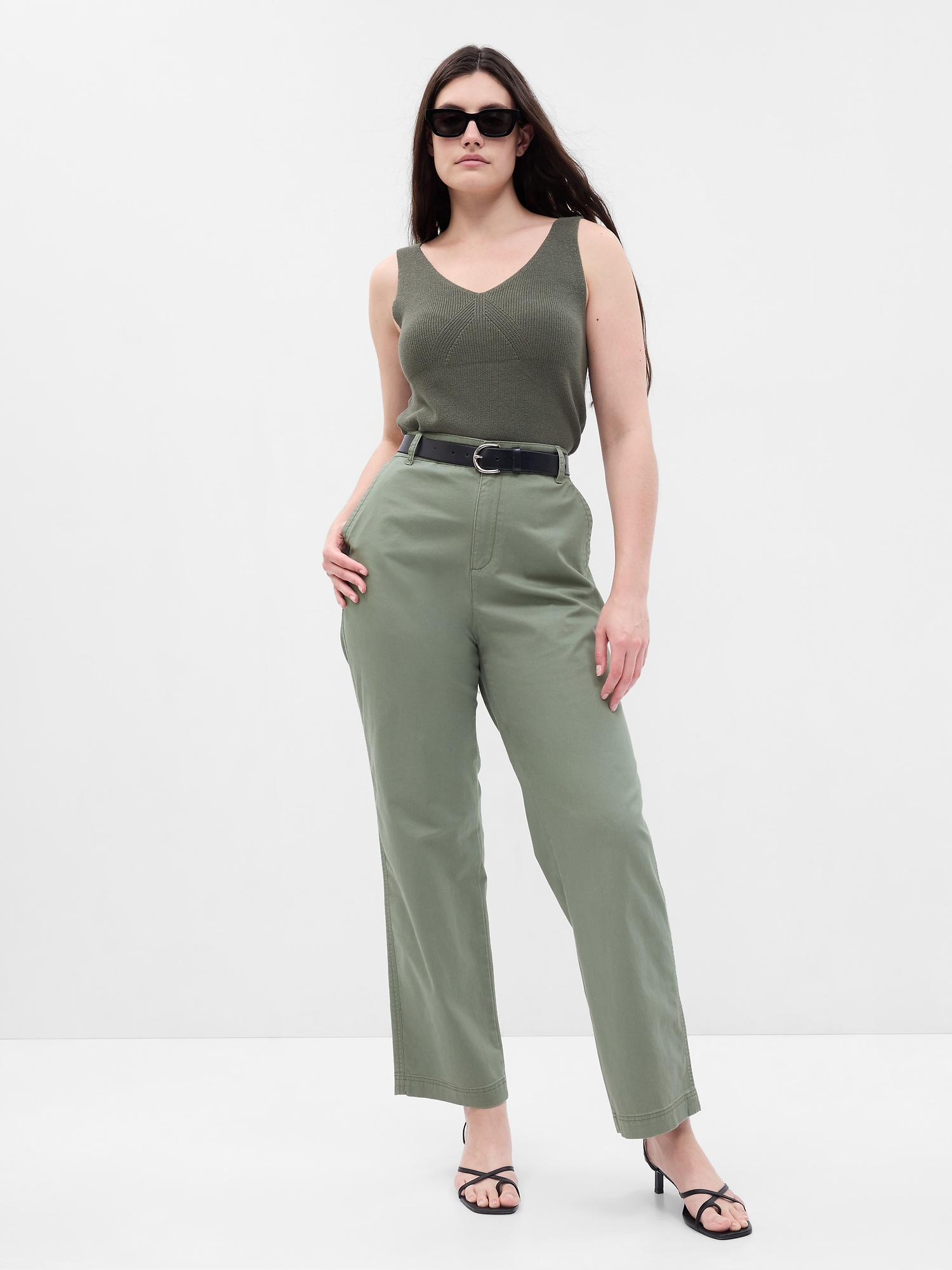 High Rise Girlfriend Khakis with Washwell | Gap Factory