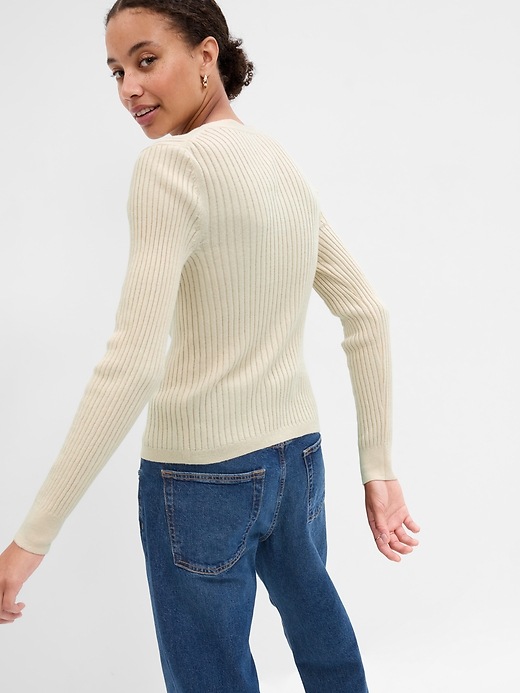 Image number 5 showing, Ribbed V-Neck Cardigan