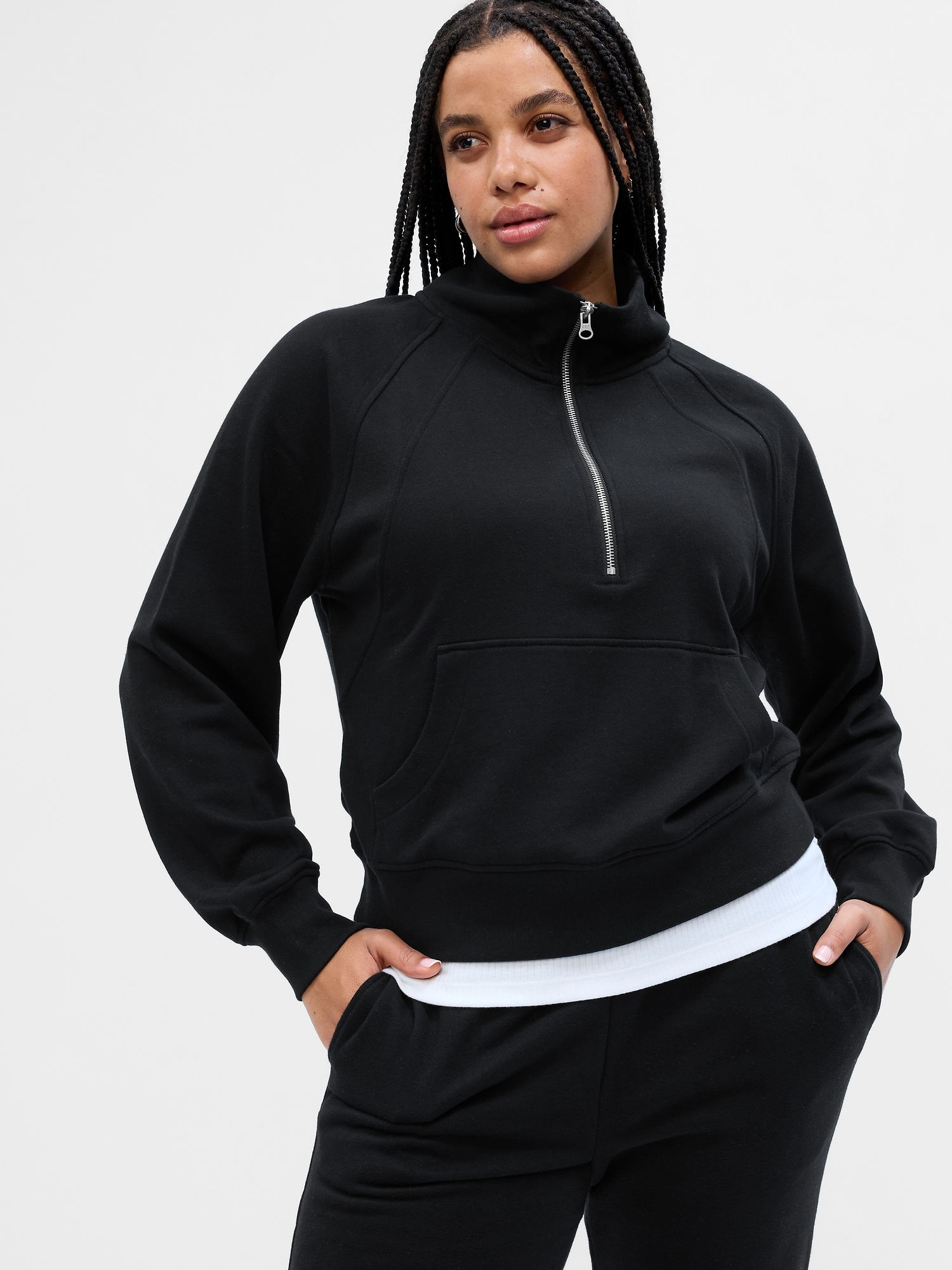Gap Factory Women's Relaxed Half-Zip Sweatshirt Black Size XXL