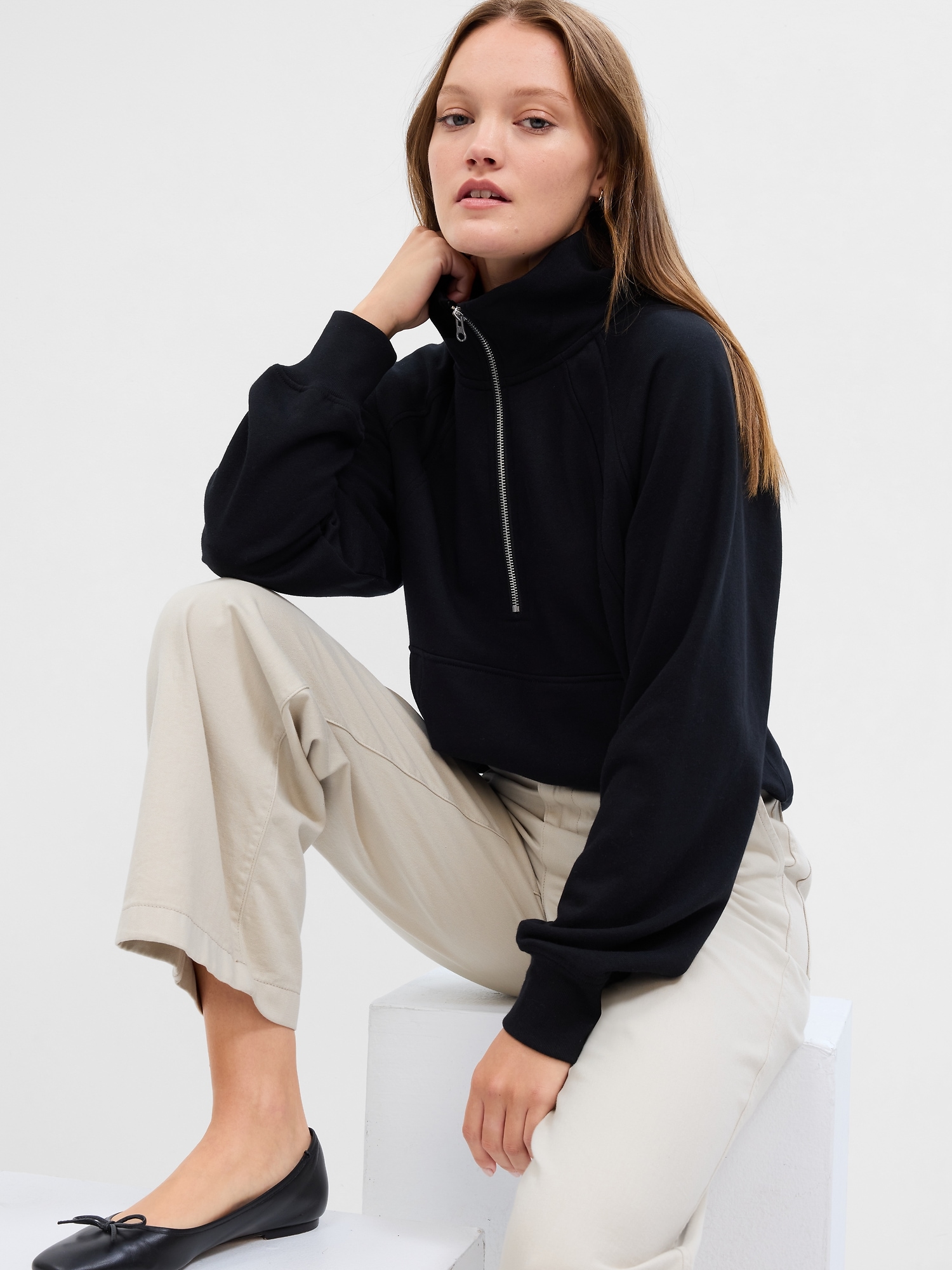 Relaxed Fleece Half-Zip Sweatshirt