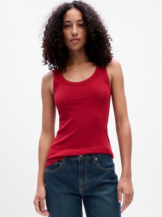 Image number 3 showing, Ribbed Scoopneck Tank Top