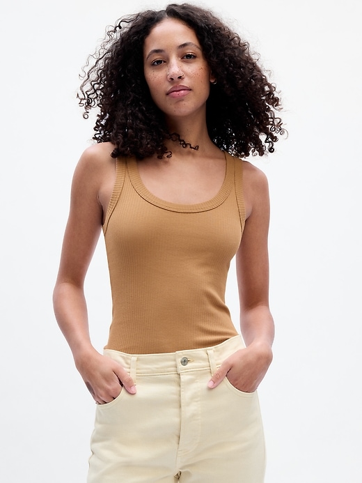Image number 4 showing, Ribbed Scoopneck Tank Top