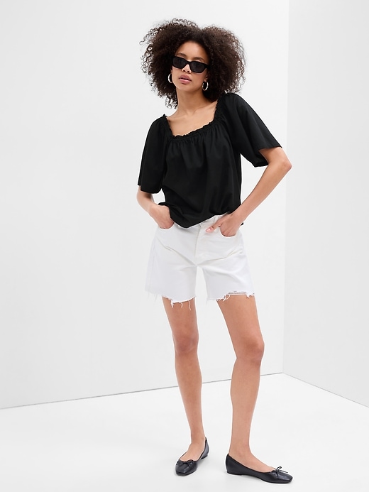Image number 1 showing, Oversized Squareneck Puff Sleeve Top