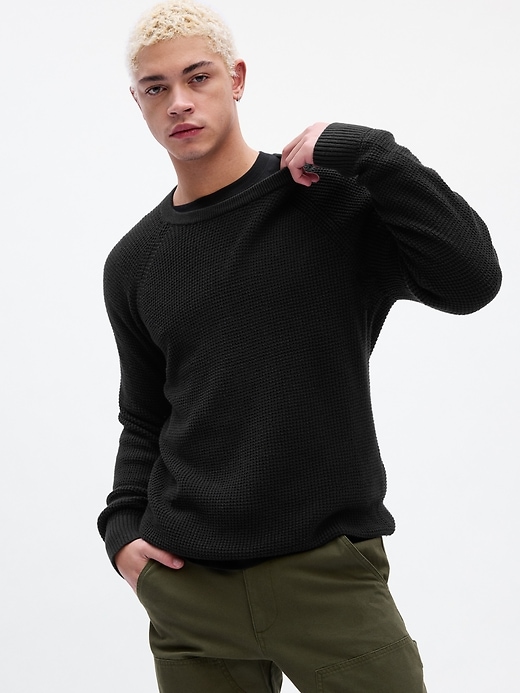 View large product image 1 of 1. Textured Crewneck Sweater