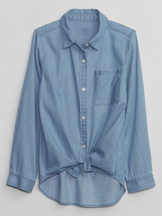View large product image 1 of 2. Kids Chambray Tie-Front Shirt