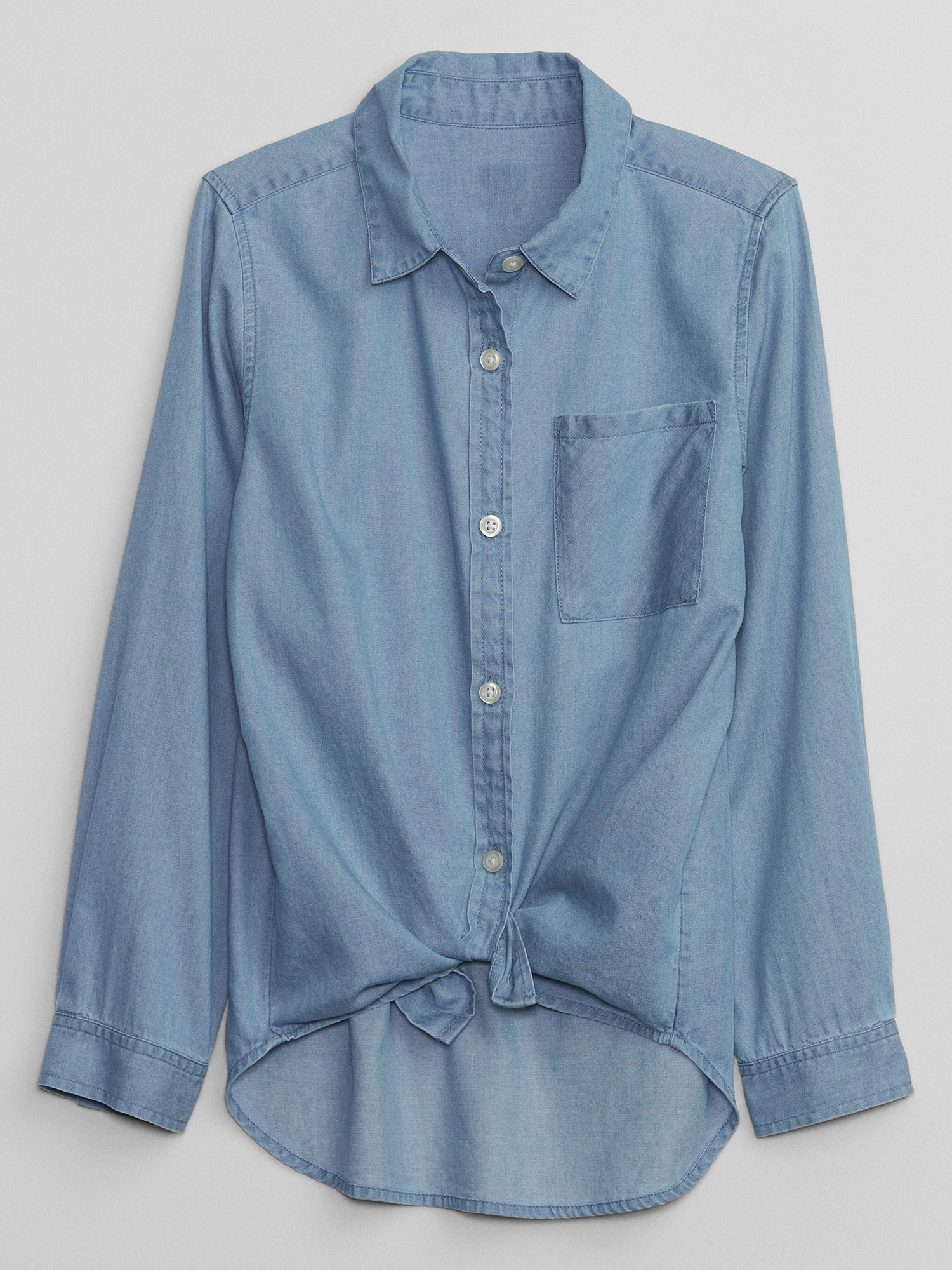 Kids Chambray Tie-Front Shirt