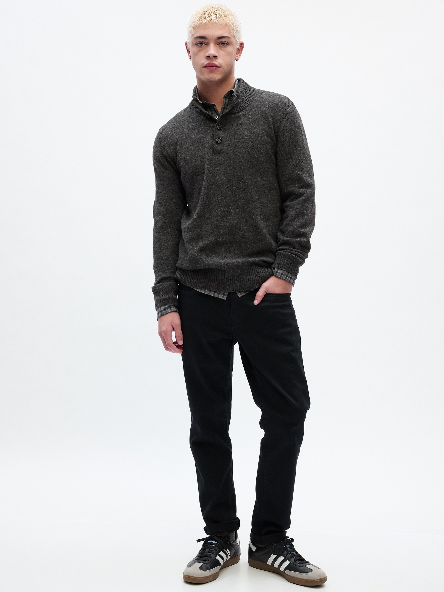 Mockneck Henley Sweater