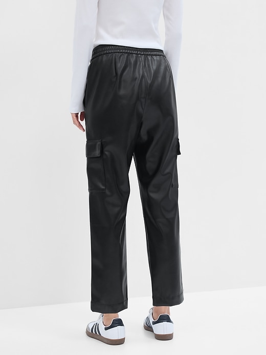 Image number 2 showing, Mid Rise Easy Vegan-Leather Cargo Pants