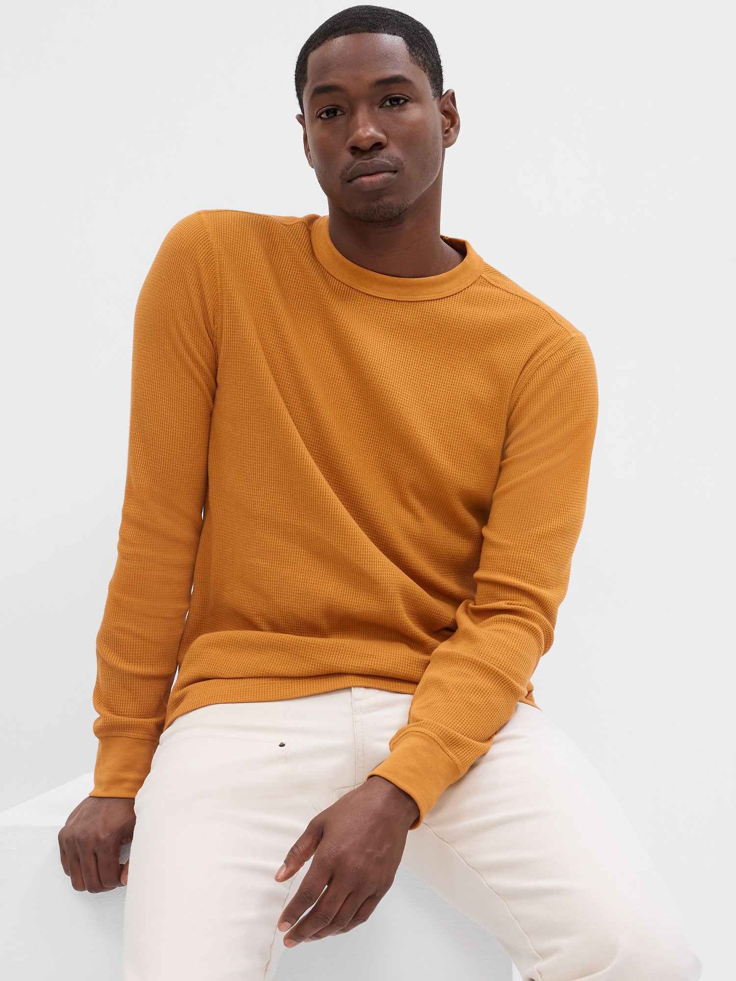 Waffle-Knit Crewneck T-Shirt