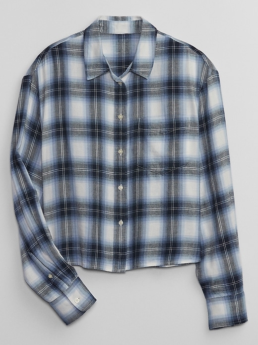 Image number 3 showing, Cropped Plaid Flannel Shirt