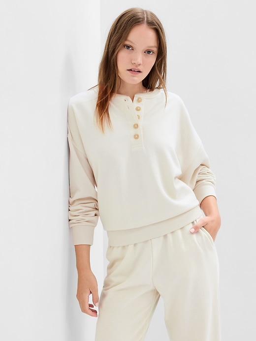 Relaxed Henley Sweatshirt Gap Factory