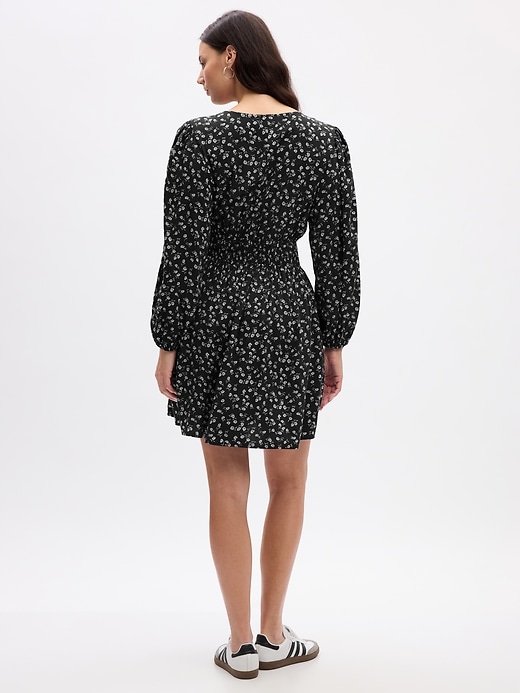 Image number 8 showing, Print Smocked V-Neck Mini Dress