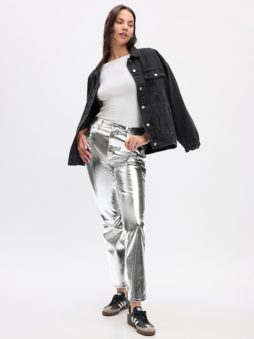 Image number 7 showing, High Rise Vintage Slim Vegan-Leather Pants