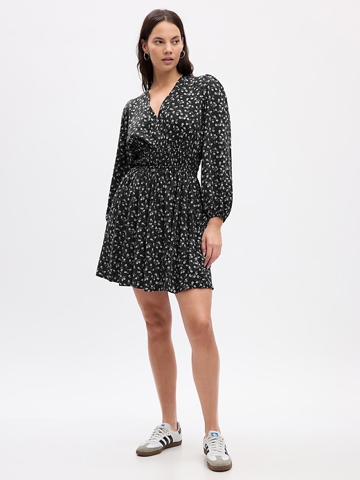 Image number 7 showing, Print Smocked V-Neck Mini Dress
