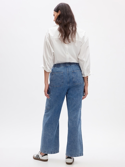 Image number 4 showing, High Rise Wide-Leg Pull-On Jeans