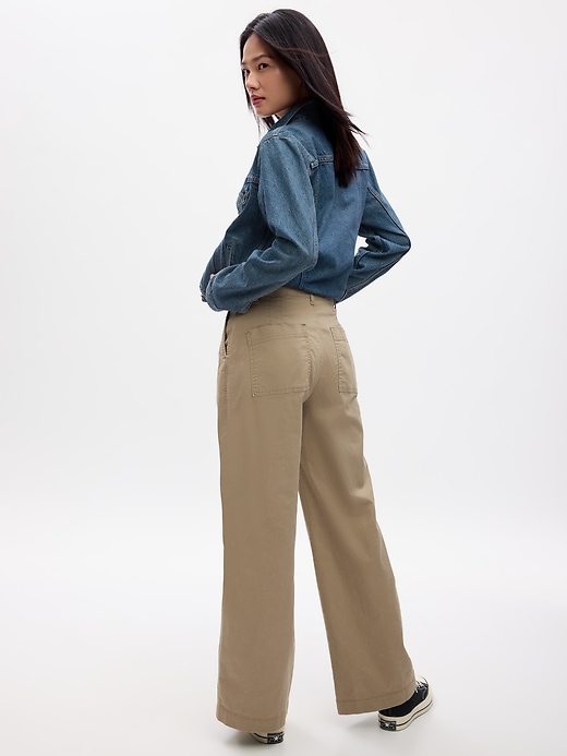 Image number 8 showing, High Rise Wide-Leg Girlfriend Khakis with Washwell