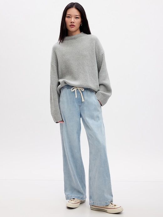 Image number 7 showing, High Rise Wide-Leg Pull-On Jeans