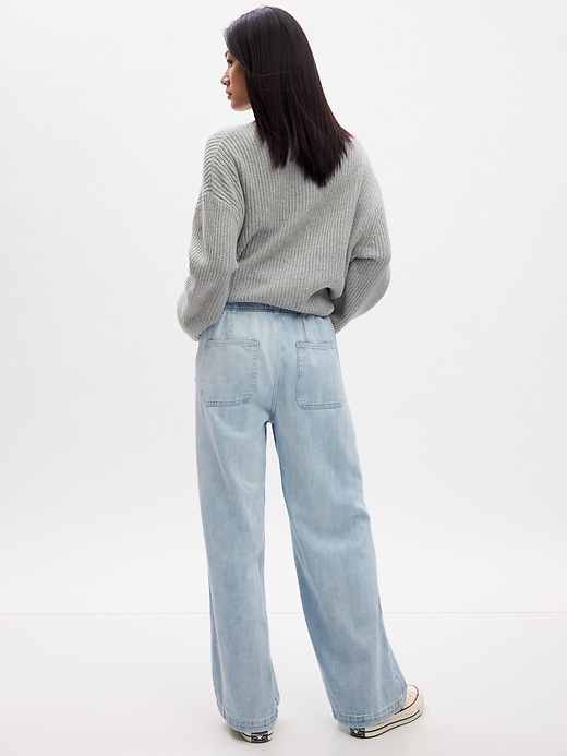 Image number 2 showing, High Rise Wide-Leg Pull-On Jeans