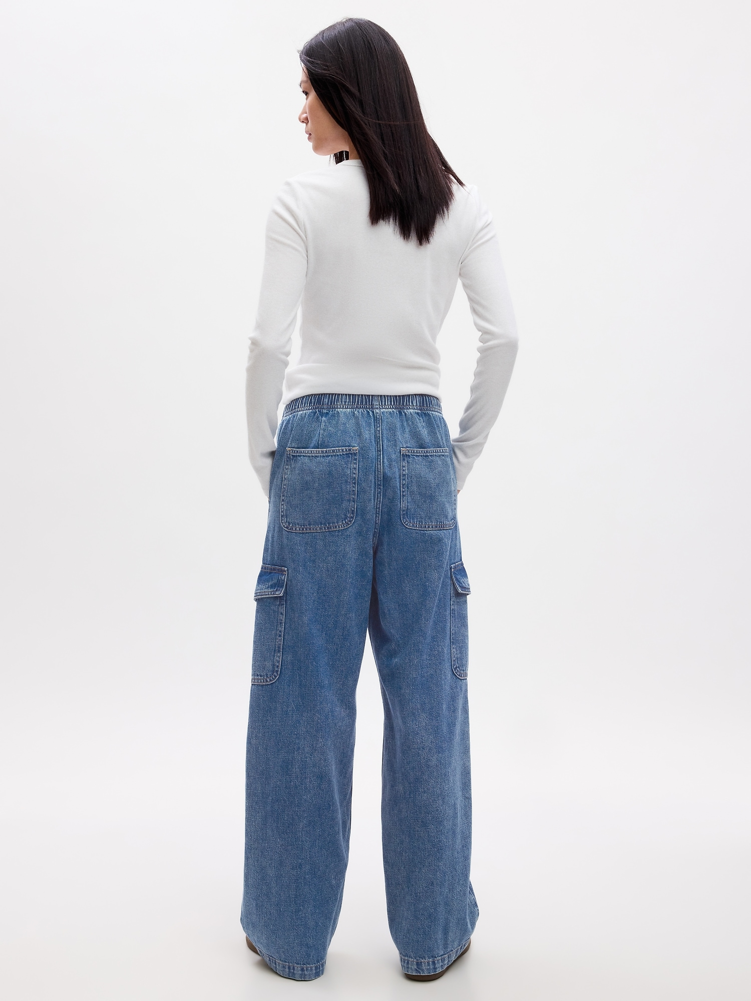 Wide leg pull on jeans hotsell