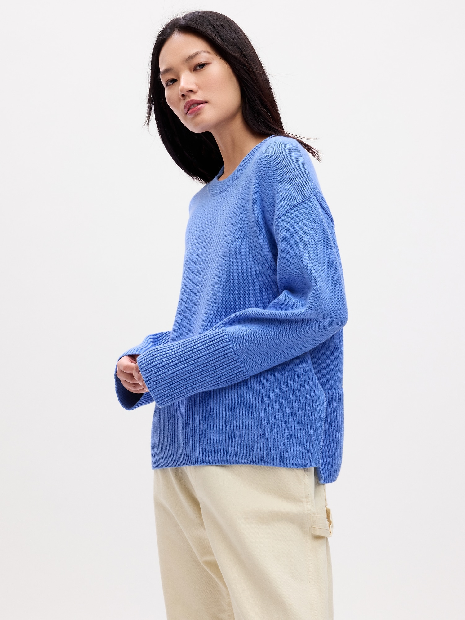 24/7 Split-Hem Crewneck Sweater