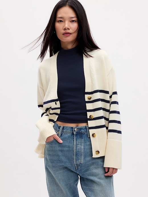 カーディガン mideal 2way mix color laceup cardigan DOUBLE FOX HEAD PATCH R-NECK CARDIGAN | Maison Kitsuné