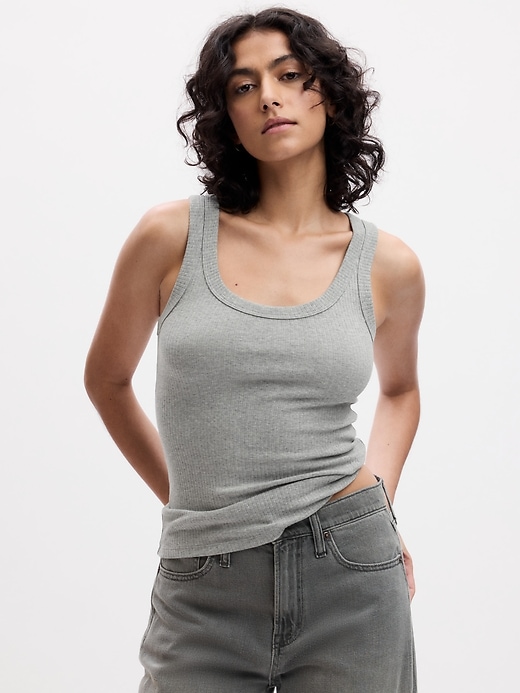 Image number 1 showing, Ribbed Scoopneck Tank Top
