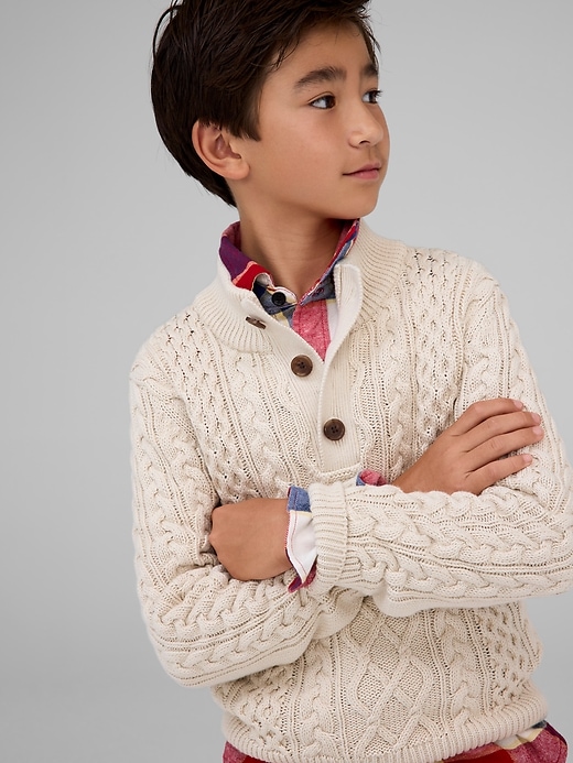 Image number 2 showing, Kids Cable-Knit Mockneck Sweater
