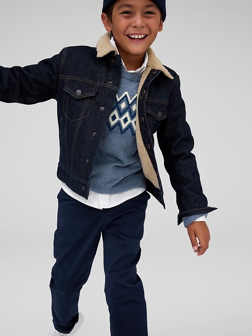 View large product image 2 of 3. Kids Sherpa Icon Denim Jacket with Washwell