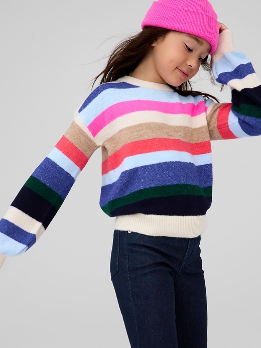 Kids Happy-Stripe Crewneck Sweater | Gap Factory