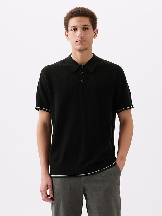 Image number 1 showing, Textured Sweater Polo Shirt