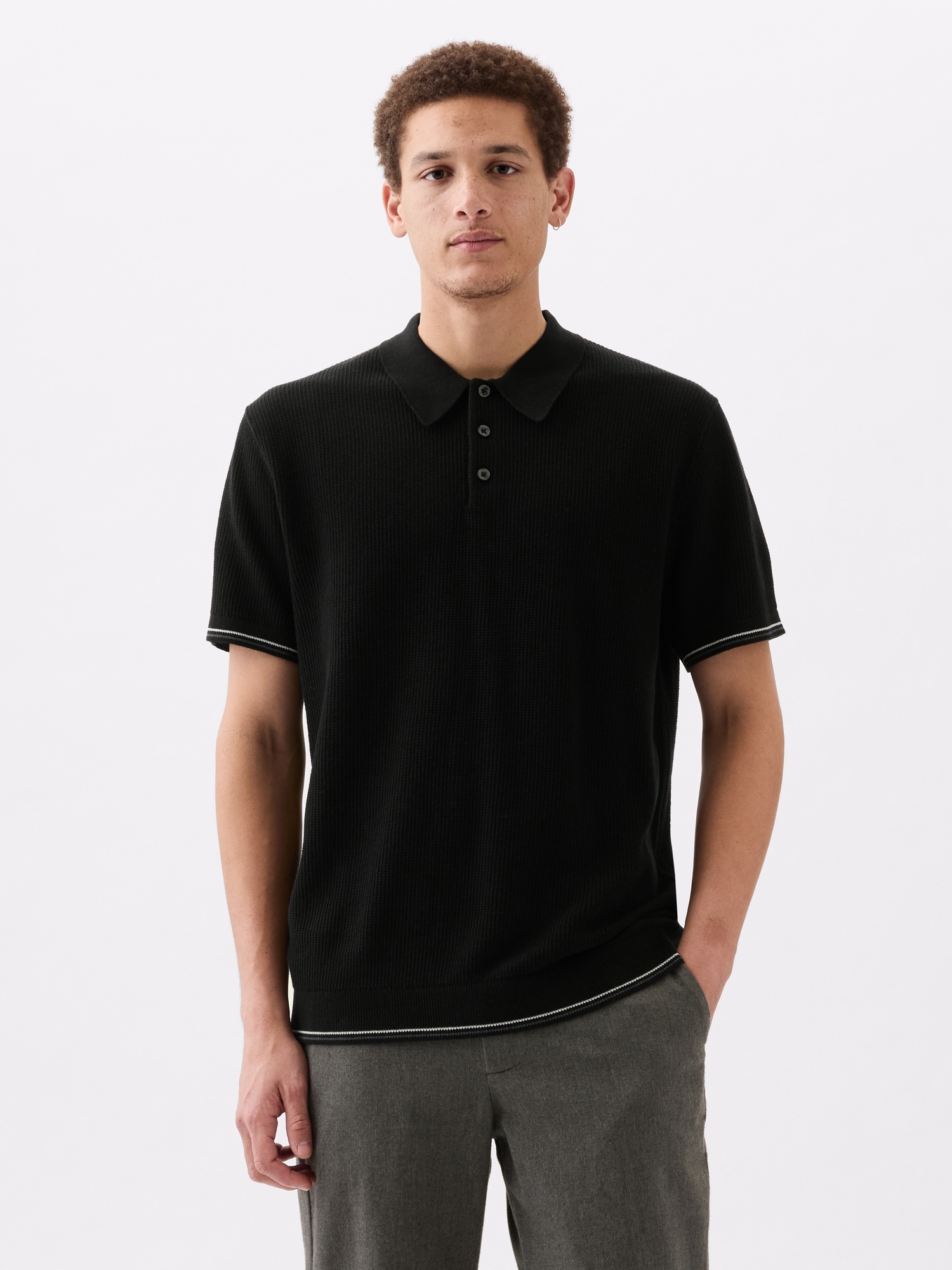 Textured Sweater Polo Shirt