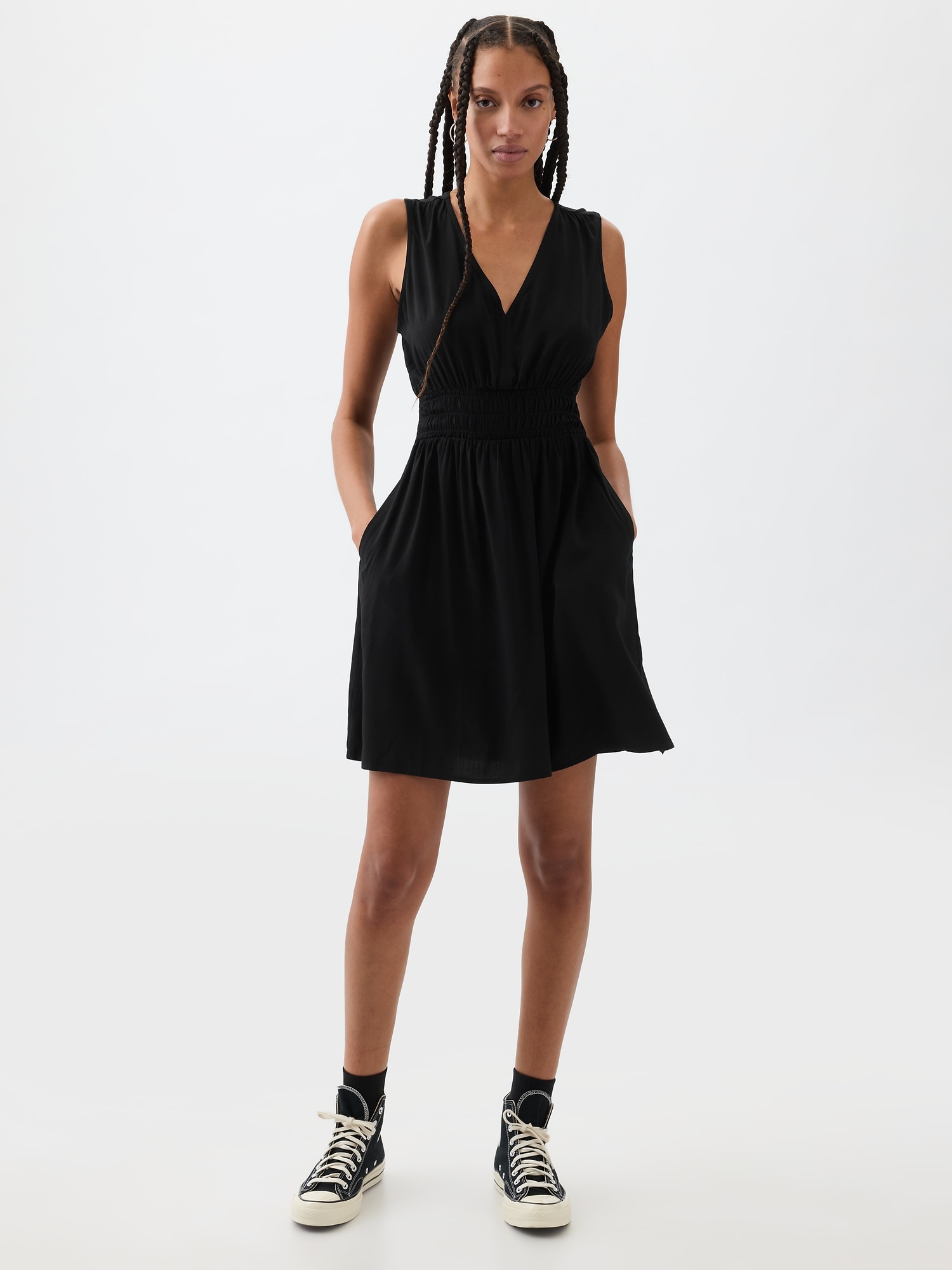 black smock dress