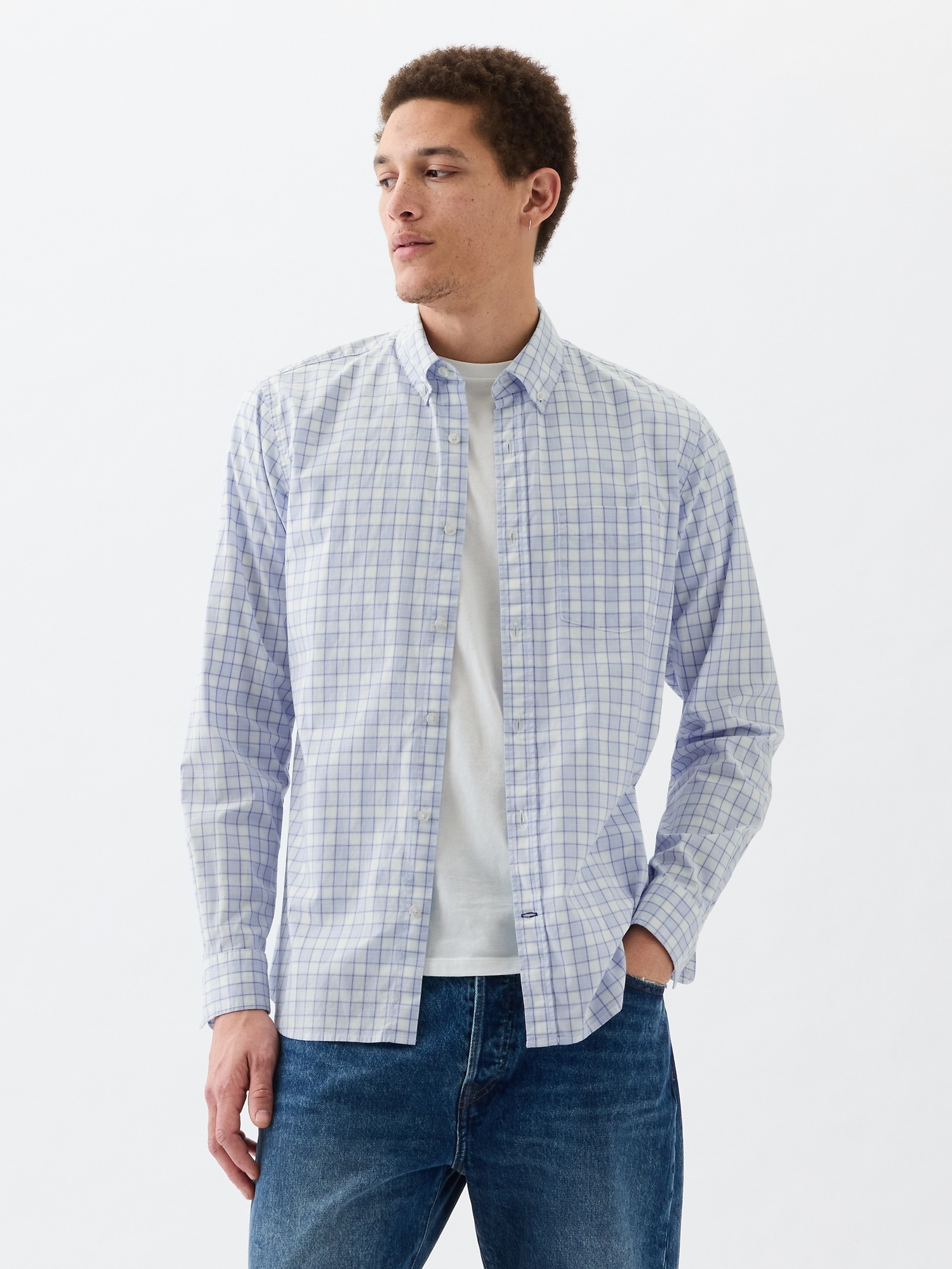 Stretch Poplin Shirt in Standard Fit