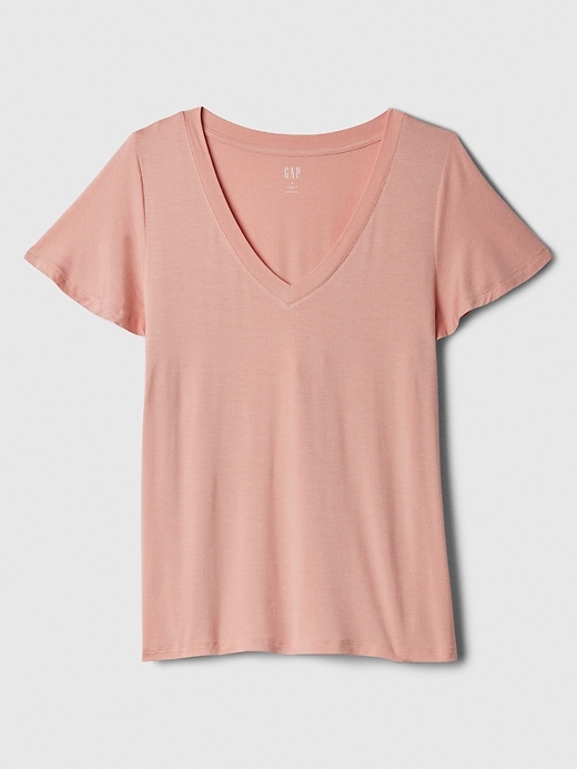 Image number 7 showing, Luxe Flutter Sleeve V-Neck T-Shirt