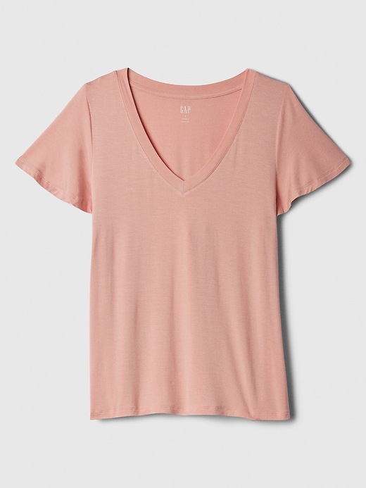 Image number 3 showing, Luxe Flutter Sleeve V-Neck T-Shirt