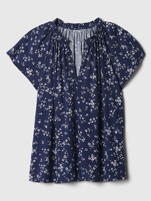 Image number 3 showing, Splitneck Print Flutter Sleeve Top