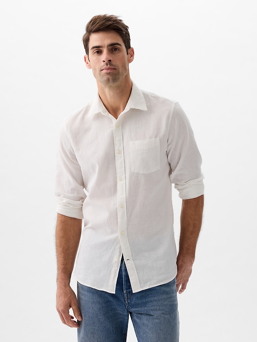 Image number 1 showing, Linen-Blend Shirt in Standard Fit