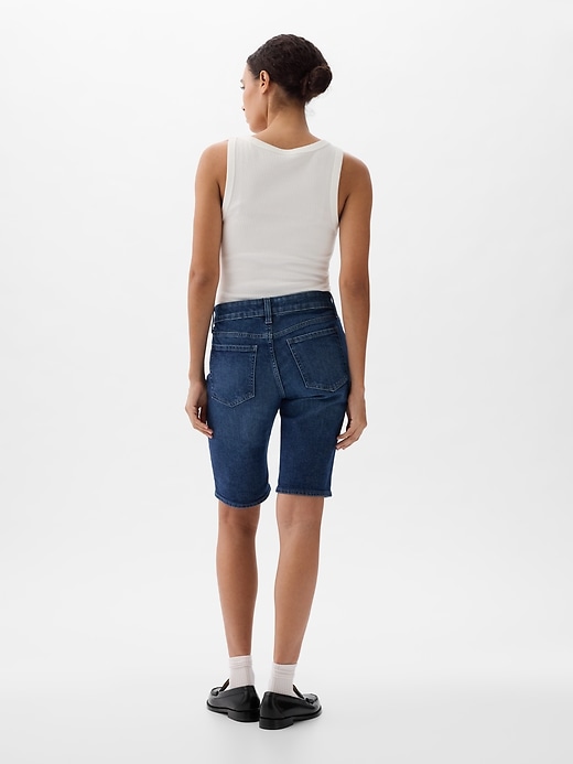 Image number 2 showing, 9" Mid Rise Denim Bermuda Shorts