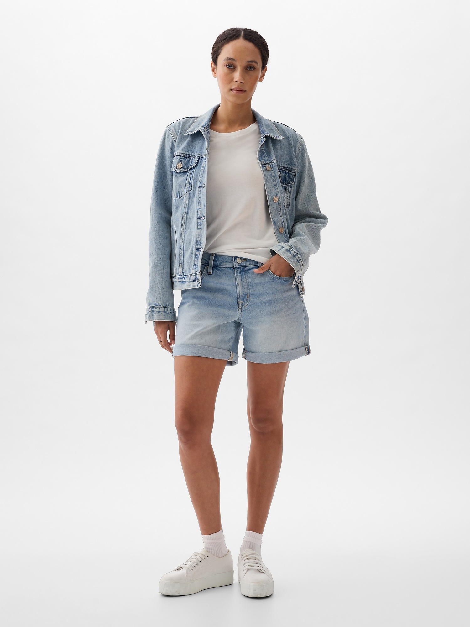5 Mid Rise Denim Shorts Gap Factory