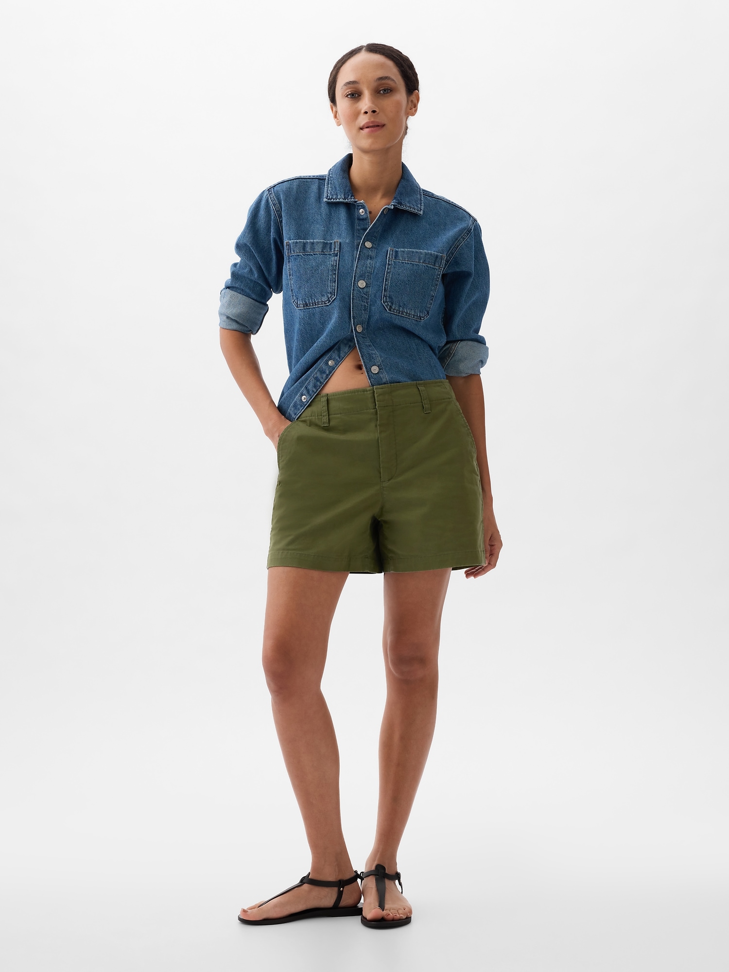 5" Mid Rise Downtown Khaki Shorts