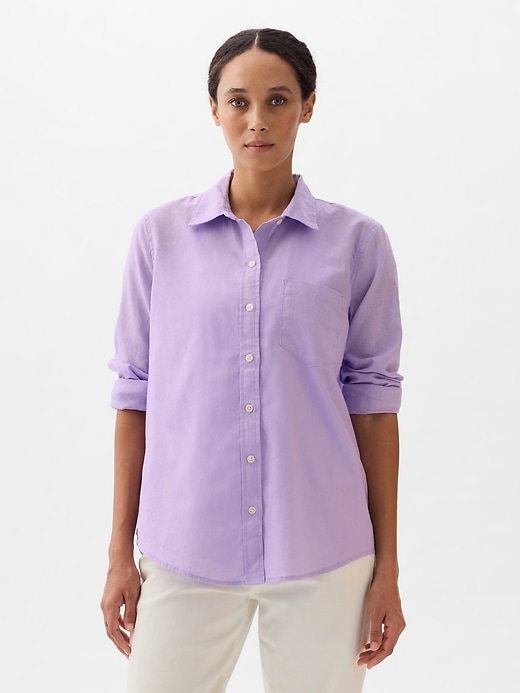 Image number 6 showing, Linen-Blend Easy Shirt