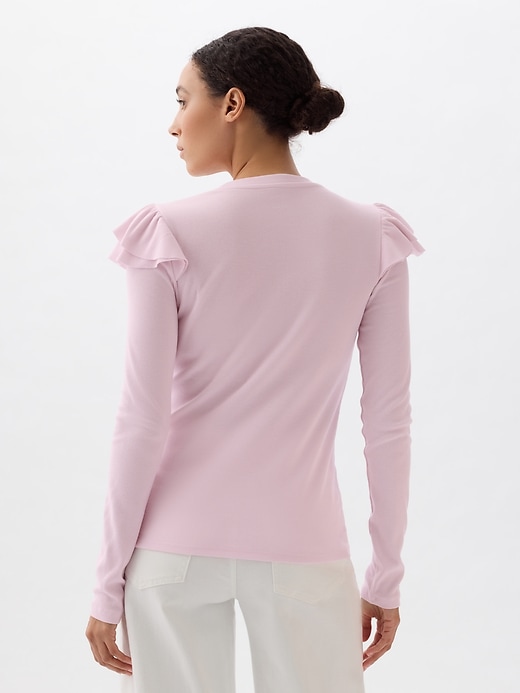 Image number 2 showing, Ribbed Ruffle T-Shirt