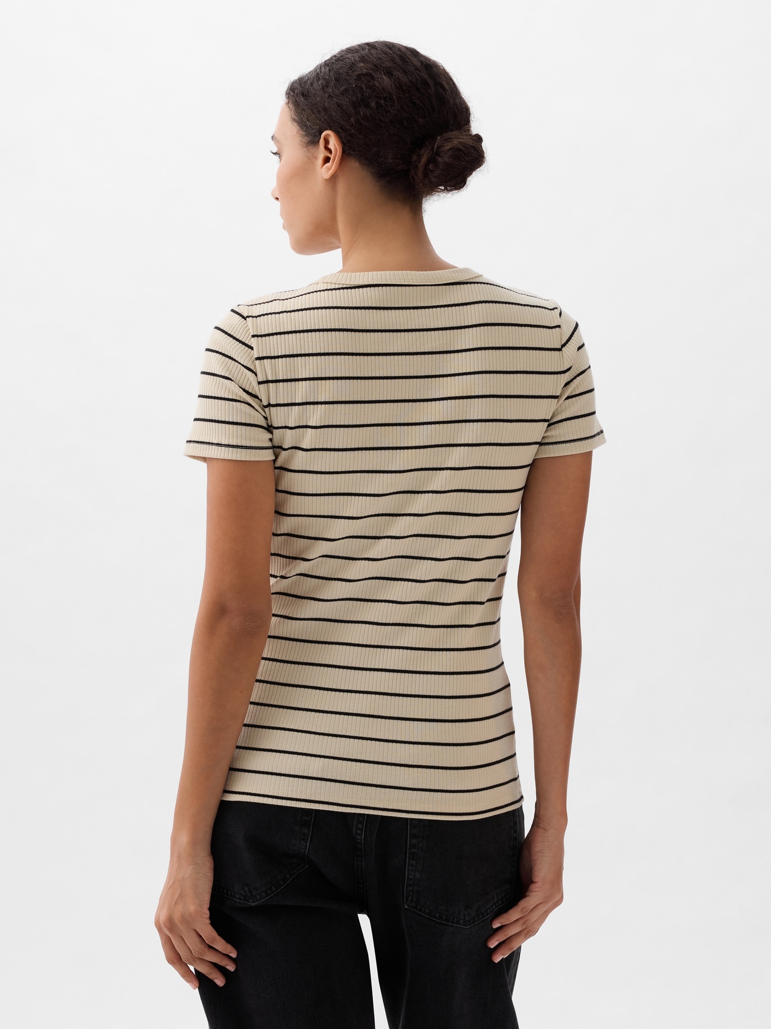 Ribbed Stripe Crewneck TShirt Gap Factory