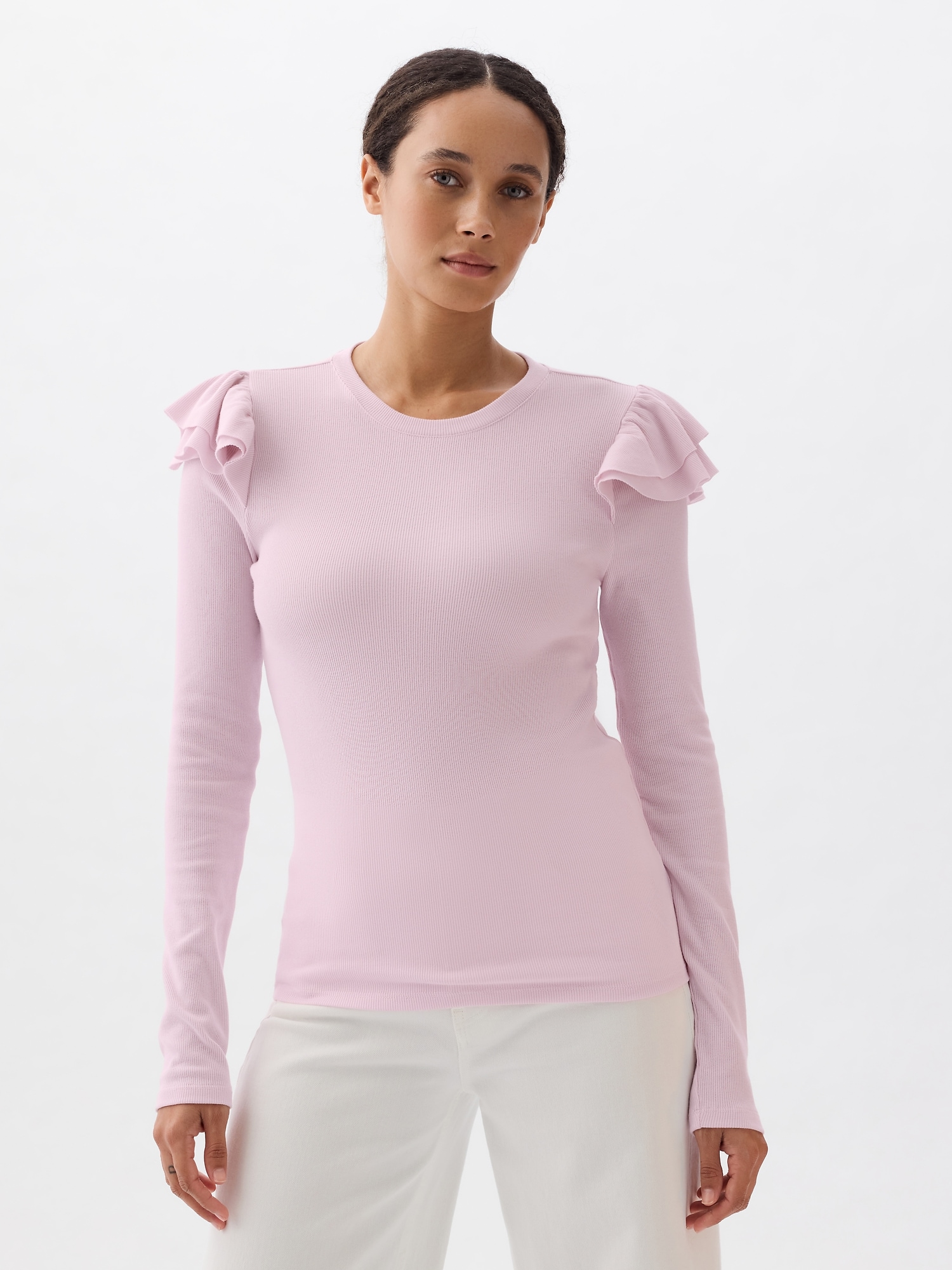 ribbed pink shirt