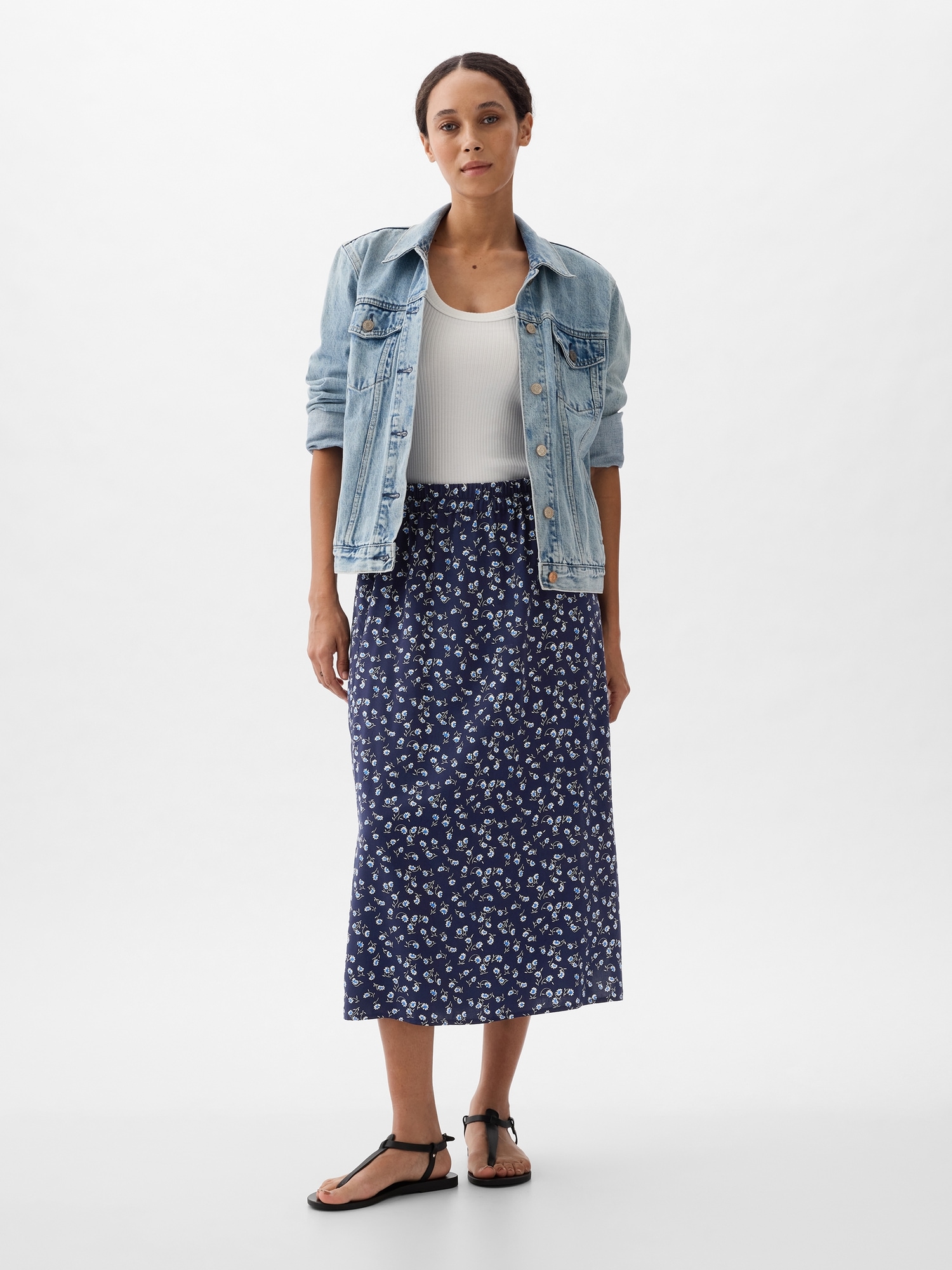 Print Midi Slip Skirt Gap Factory