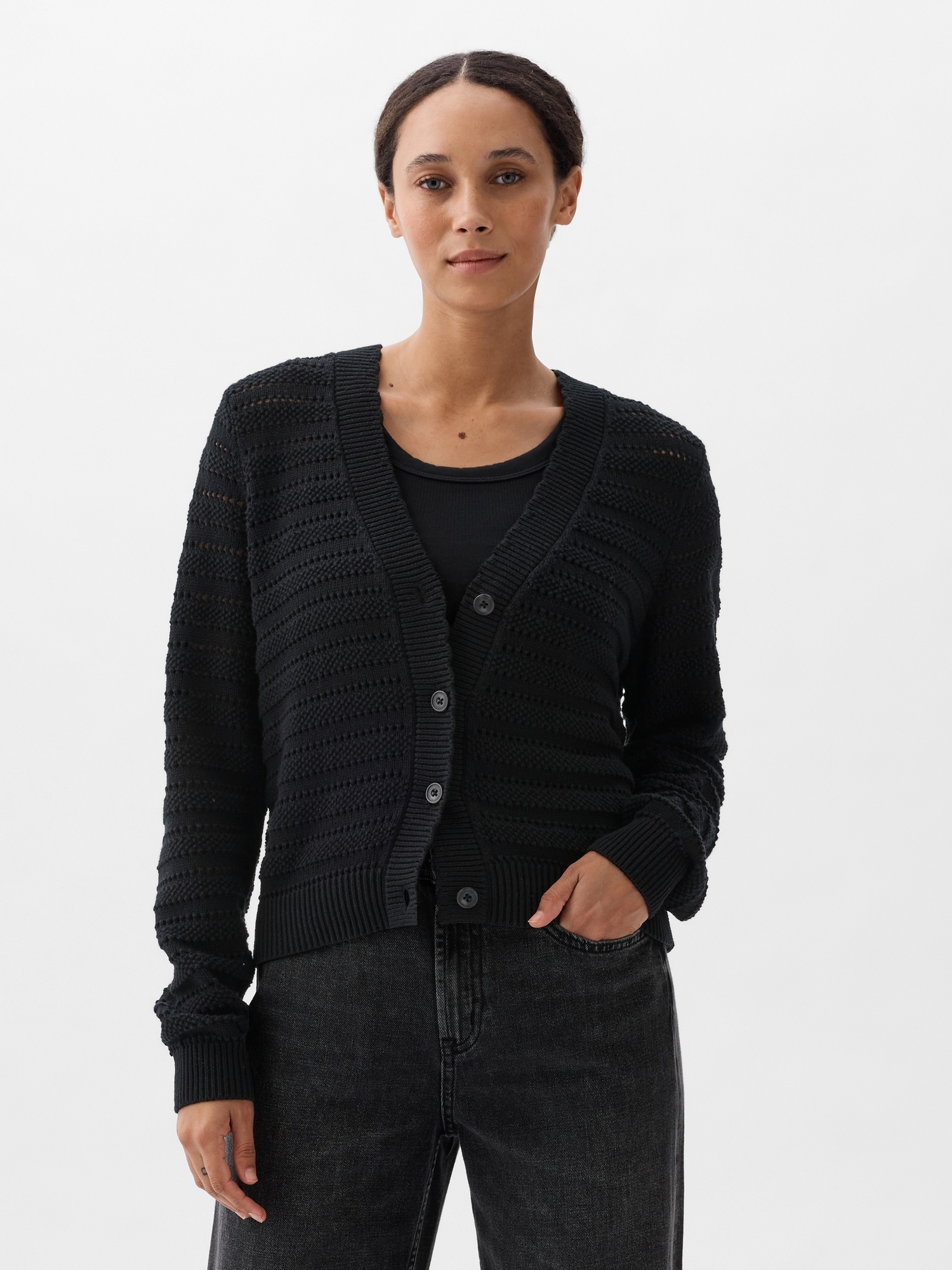 Relaxed Mixed-Stitch Cardigan