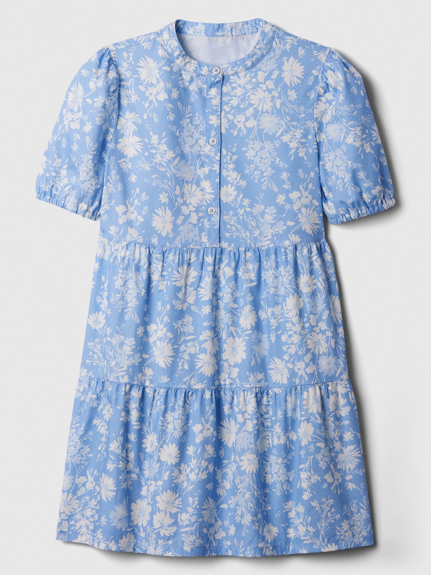 Kids Tiered Poplin Shirtdress - Blue