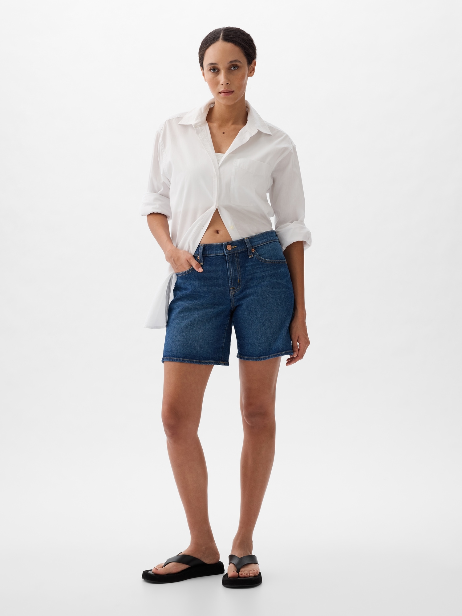 5 Mid Rise Denim Shorts