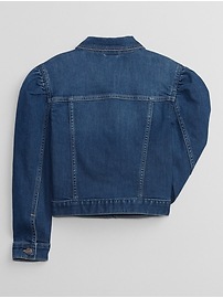 View large product image 3 of 3. Kids Puff Sleeve Icon Denim Jacket with Washwell
