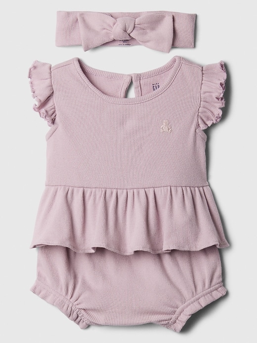 Image number 1 showing, Baby Ribbed Three-Piece Outfit Set